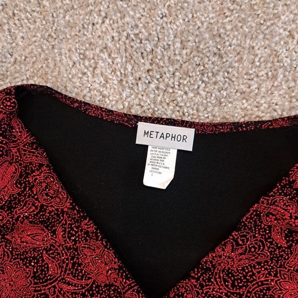 Metaphor 90s vintage small red and black glitter top - Picture 5 of 5
